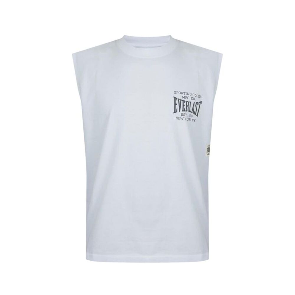 Everlast Mens NYC Graphic Print Crew Neck Sleeveless Tank Top / White